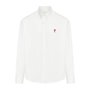 Ami Paris Men White Cotton Button-Down Ami De Coeur Shirt